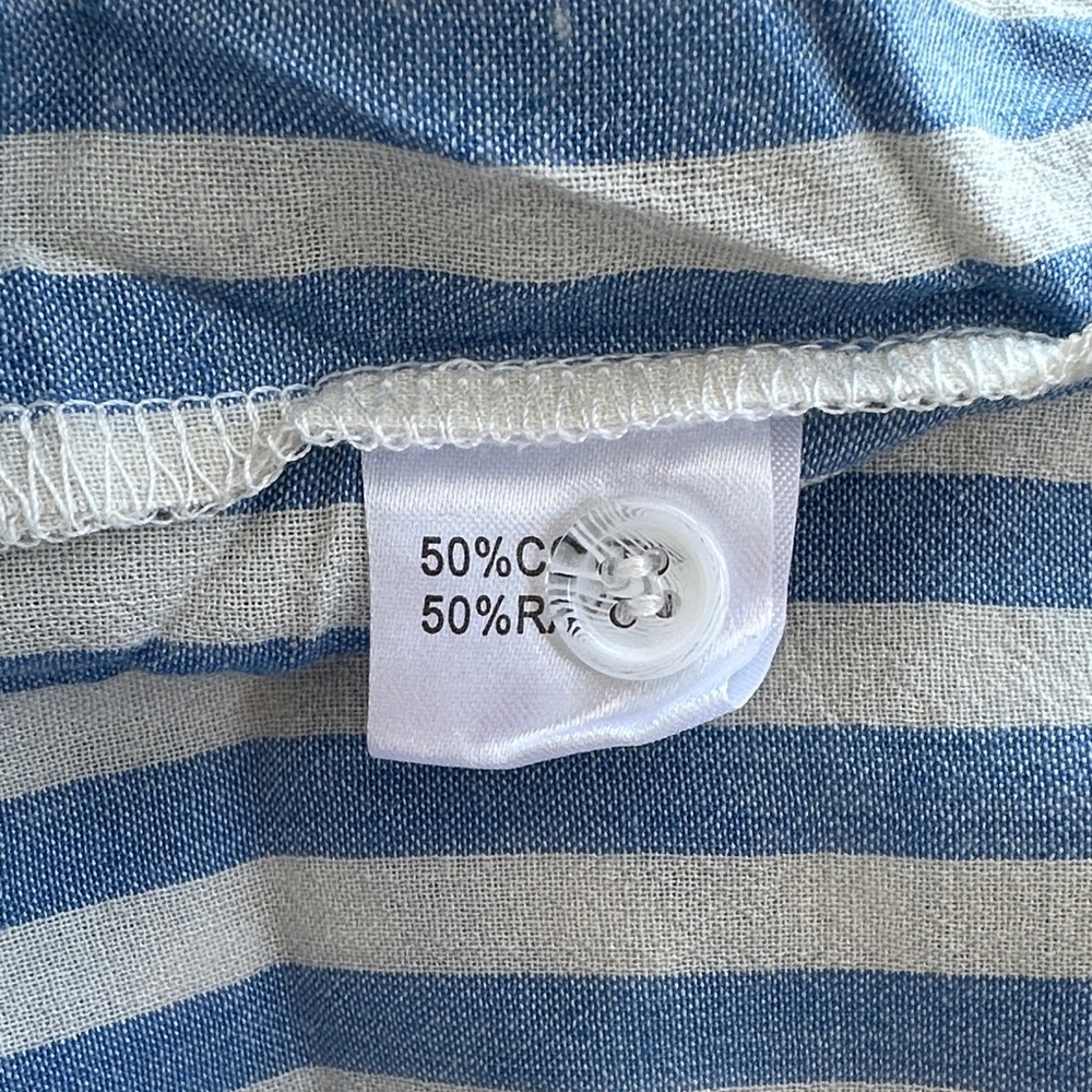 White and Blue Long Sleeve Button Down Shirt - Picture 12 of 17